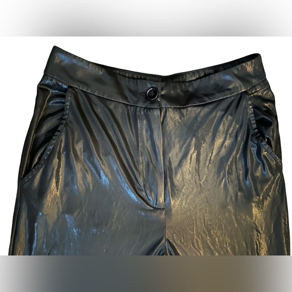 Sincerely Jules Slippery Black Flat Front Trouser Pant Women’s Size S.